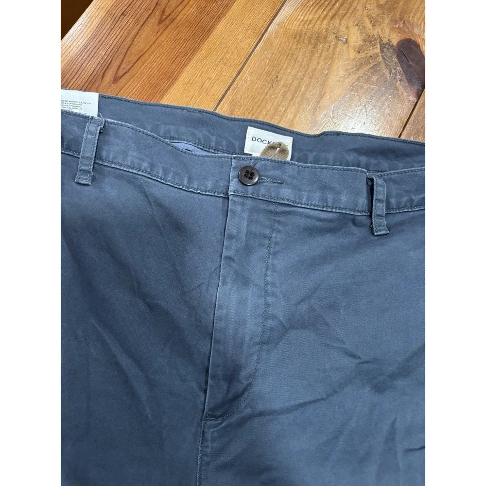 DOCKERS Men's W38 L29 Straight Fit Chino Pants Blue Flat Front Casual